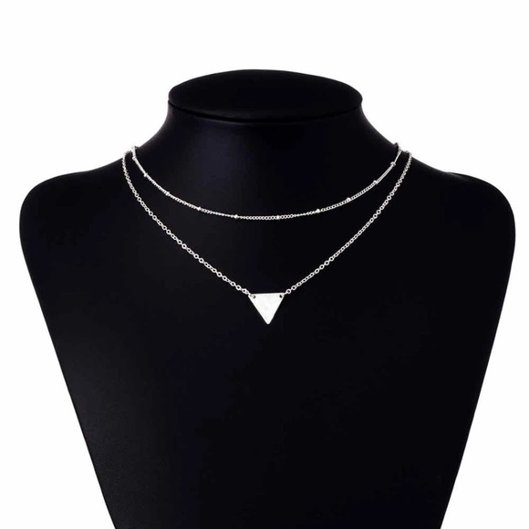 5 for $25 Two Layer Dainty Triangle Necklace - Picture 3 of 7